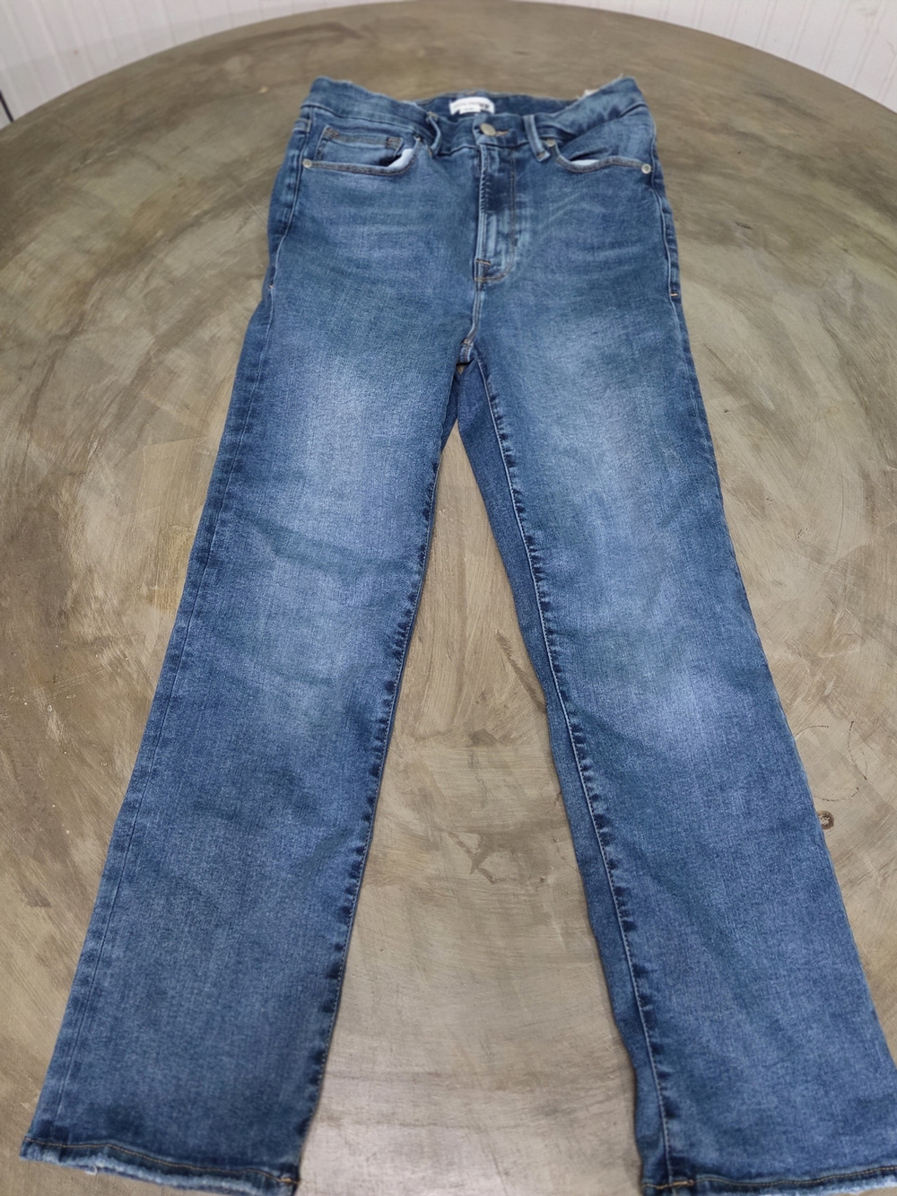 Good American Classic Straight Leg Blue Denim Jeans